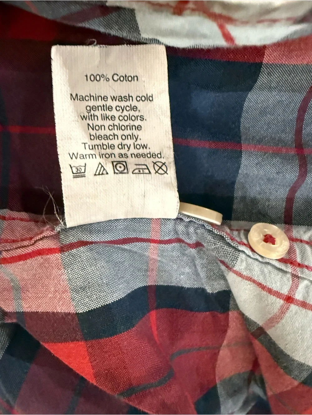 J.Crew Men's M Slim Fit Red Navy Plaid Cotton Button Down Shirt